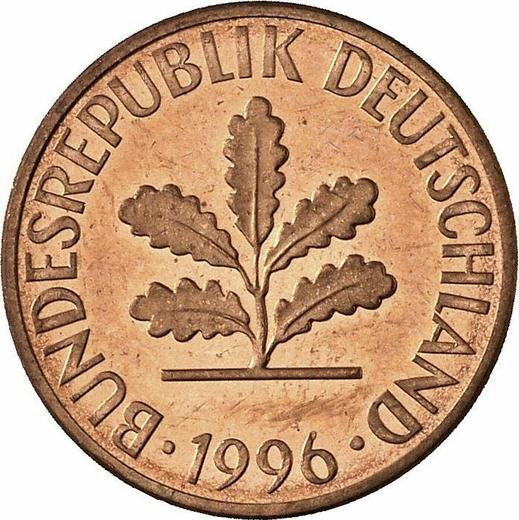 Реверс монеты - 2 пфеннига 1996 года A - цена  монеты - Германия, ФРГ