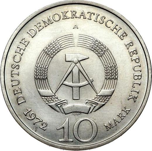 Reverso 10 marcos 1972 A "Buchenwald" - valor de la moneda  - Alemania, República Democrática Alemana (RDA)