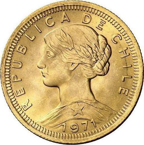 Аверс монеты - 100 песо 1971 года So - цена золотой монеты - Чили, Республика