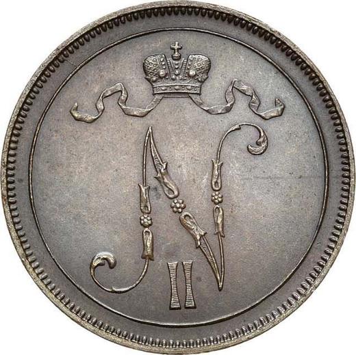 Аверс монеты - 10 пенни 1896 года - цена  монеты - Финляндия, Великое княжество
