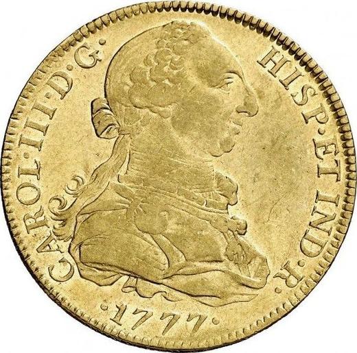 Аверс монеты - 8 эскудо 1777 года Mo FM - цена золотой монеты - Мексика, Карл III