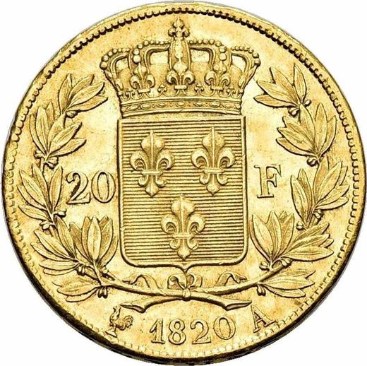 Reverse 20 Francs 1820 A "Type 1816-1824" Paris - France, Louis XVIII