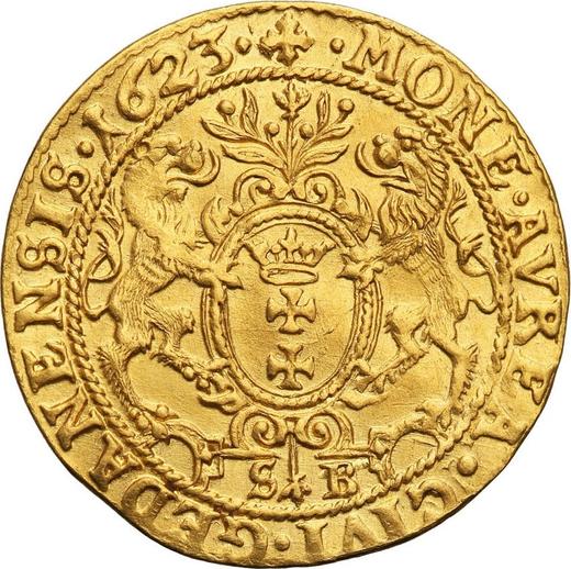Реверс монеты - Дукат 1623 года SB "Гданьск" - цена золотой монеты - Польша, Сигизмунд III Ваза