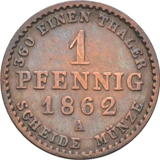 Reverso 1 Pfennig 1862 A - valor de la moneda  - Anhalt-Dessau, Leopoldo Federico