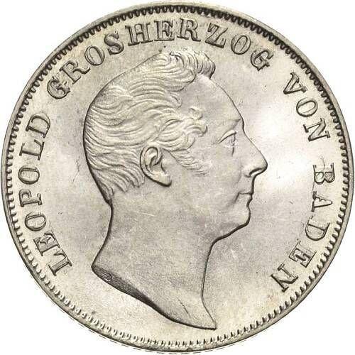 Аверс монеты - 1/2 гульдена 1844 года D - цена серебряной монеты - Баден, Леопольд