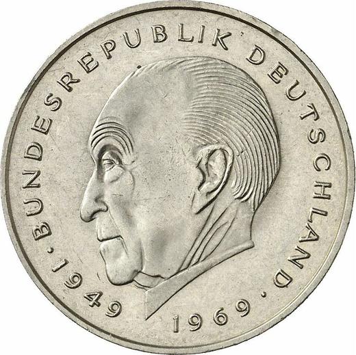 Аверс монеты - 2 марки 1977 года G "Аденауэр" - цена  монеты - Германия, ФРГ