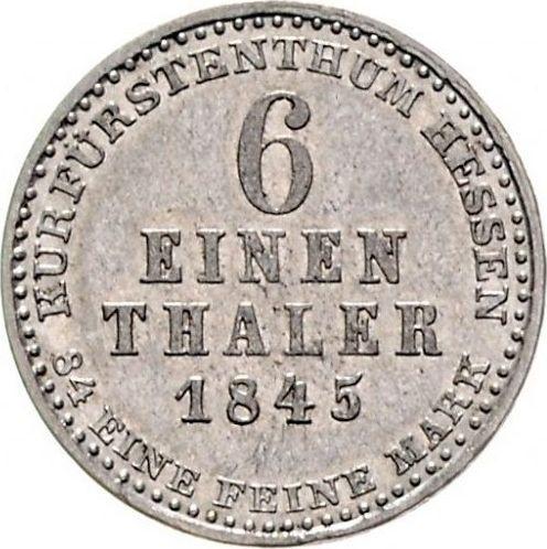 Reverso 1/6 tálero 1845 - valor de la moneda de plata - Hesse-Cassel, Guillermo II