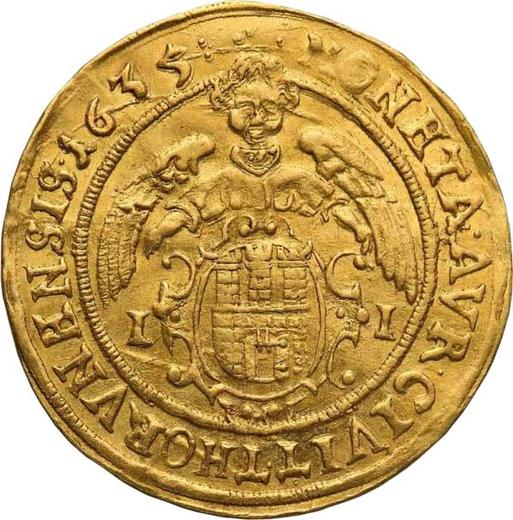 Реверс монеты - Дукат 1635 года II "Торунь" - цена золотой монеты - Польша, Владислав IV