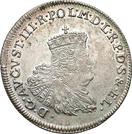 Аверс монеты - Орт (18 грошей) 1763 года ICS "Эльблонгский" - цена серебряной монеты - Польша, Август III