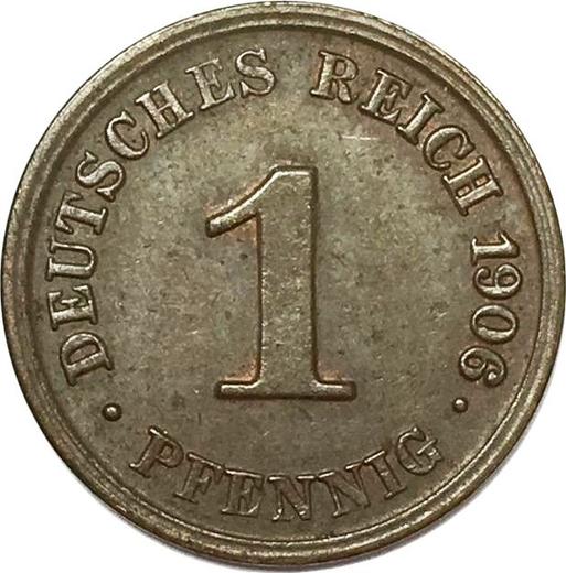 Аверс монеты - 1 пфенниг 1906 года J "Тип 1890-1916" - цена  монеты - Германия, Германская Империя