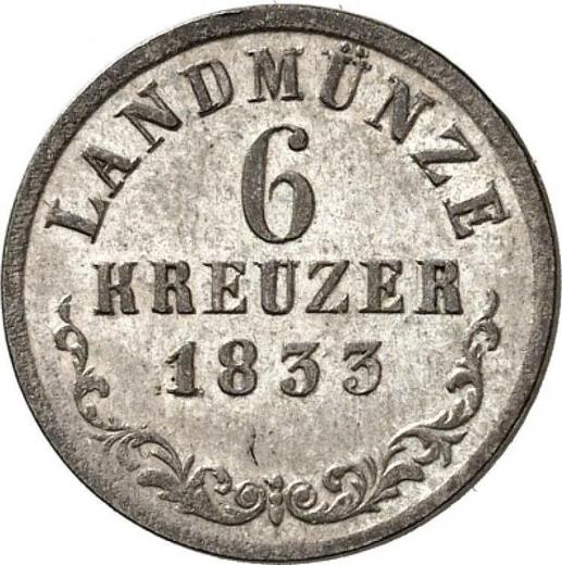 Revers 6 Kreuzer 1833 L - Silbermünze Wert - Sachsen-Meiningen, Bernhard II