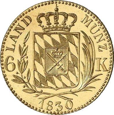Реверс монеты - 6 крейцеров 1830 года Золото - цена золотой монеты - Бавария, Людвиг I