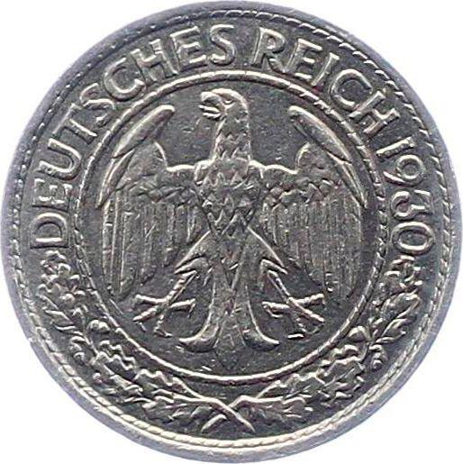 Anverso 50 Reichspfennigs 1930 A - valor de la moneda  - Alemania, República de Weimar