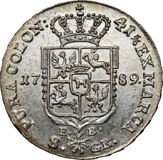 Реверс монеты - Двузлотовка (8 грошей) 1789 года EB - цена серебряной монеты - Польша, Станислав II Август