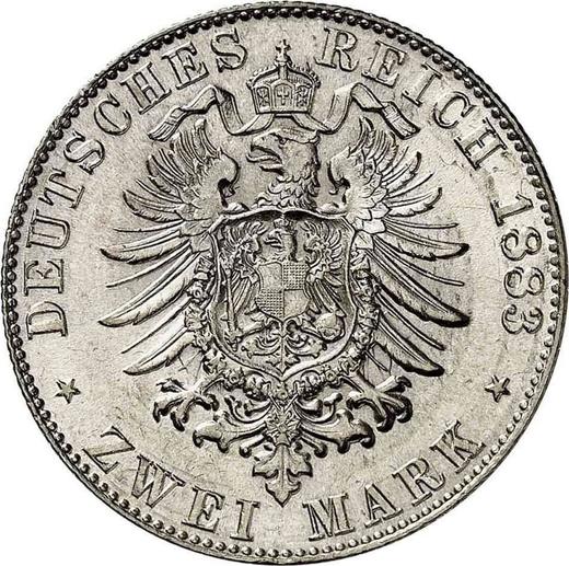 Reverso 2 marcos 1883 J "Hamburg" - valor de la moneda de plata - Alemania, Imperio alemán