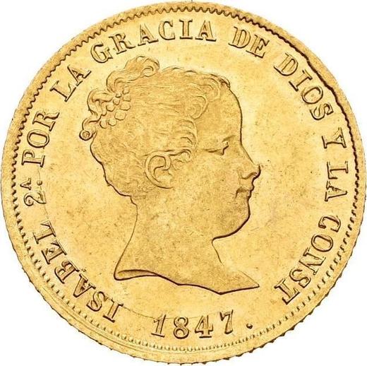 Аверс монеты - 80 реалов 1847 года M CL - цена золотой монеты - Испания, Изабелла II