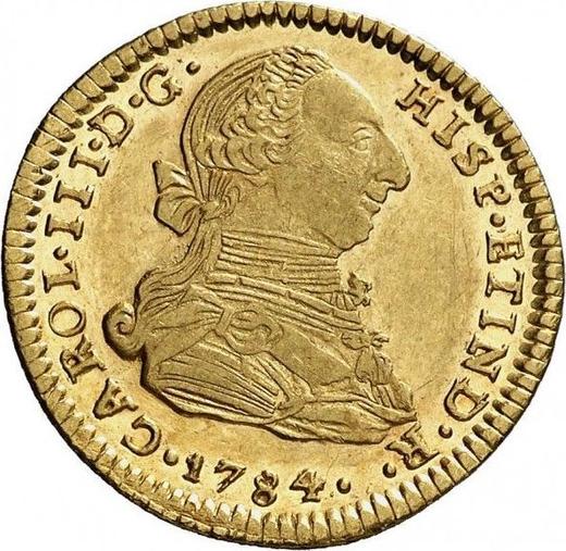 Awers monety - 2 escudo 1784 PTS PR - cena złotej monety - Boliwia, Karol III