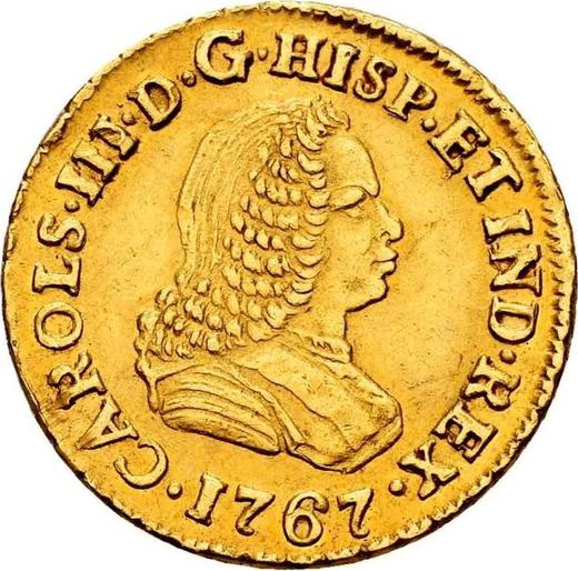 Аверс монеты - 1 эскудо 1767 года PN J "Тип 1760-1769" - цена золотой монеты - Колумбия, Карл III
