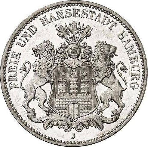 Аверс монеты - 3 марки 1913 года J "Гамбург" - цена серебряной монеты - Германия, Германская Империя