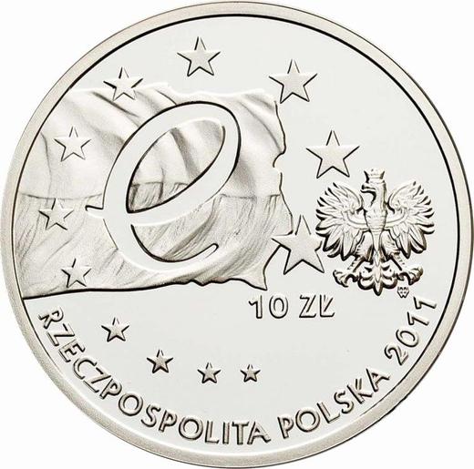 Аверс монеты - 10 злотых 2011 года MW "Председательство Польши в Совете ЕС" - цена серебряной монеты - Польша, III Республика после деноминации