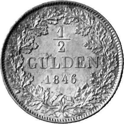 Rewers monety - 1/2 guldena 1846 D - cena srebrnej monety - Badenia, Leopold
