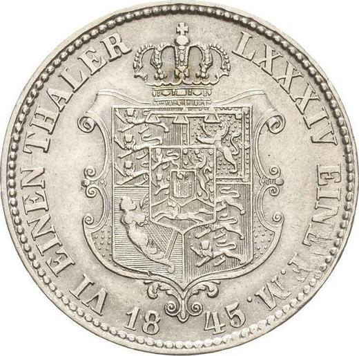 Rewers monety - 1/6 talara 1845 B - cena srebrnej monety - Hanower, Ernest August I