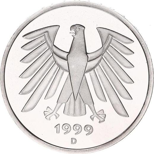 Реверс монеты - 5 марок 1999 года D - цена  монеты - Германия, ФРГ