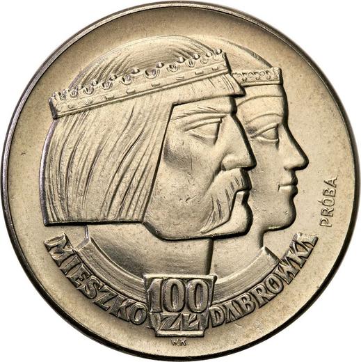 Rewers monety - PRÓBA 100 złotych 1960 "Mieszko i Dąbrówka" Nikiel - cena  monety - Polska, PRL