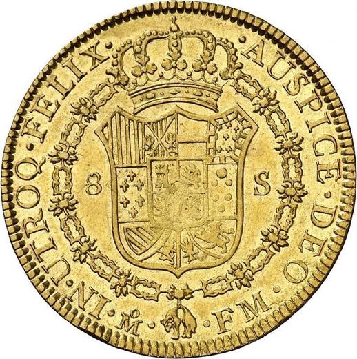 Реверс монеты - 8 эскудо 1792 года Mo FM - цена золотой монеты - Мексика, Карл IV