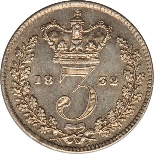 Reverso 3 peniques 1832 "Maundy" - valor de la moneda de plata - Gran Bretaña, Guillermo IV