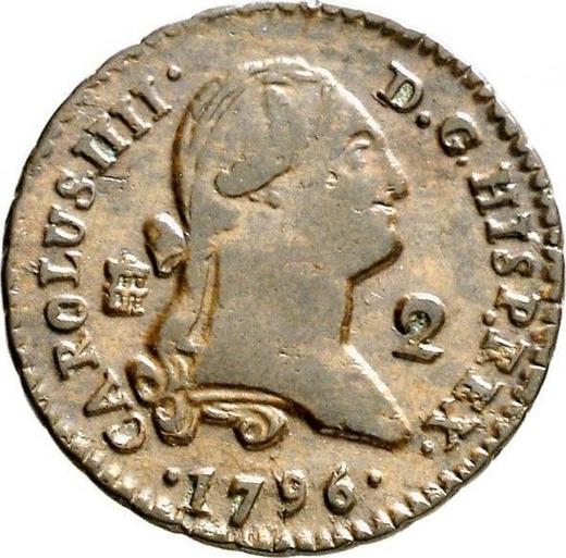 Аверс монеты - 2 мараведи 1796 года - цена  монеты - Испания, Карл IV