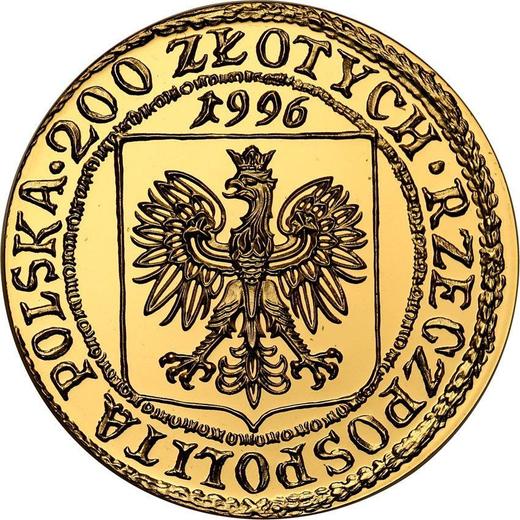 Anverso 200 eslotis 1996 MW "1000 aniversario de Gdansk" - valor de la moneda de oro - Polonia, República moderna