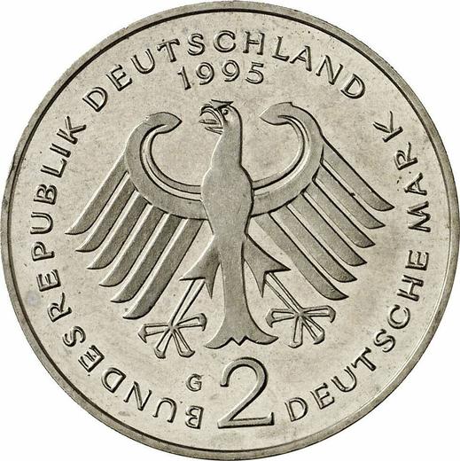 Reverso 2 marcos 1995 G "Willy Brandt" - valor de la moneda  - Alemania, RFA