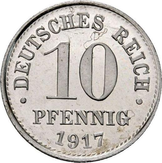 Аверс монеты - 10 пфеннигов 1917 года D "Тип 1916-1922" - цена  монеты - Германия, Германская Империя
