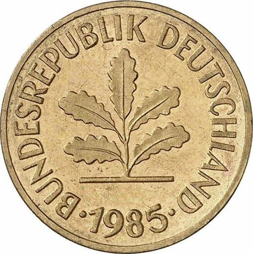 Rewers monety - 5 fenigów 1985 G - cena  monety - Niemcy, RFN