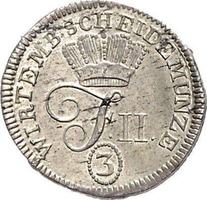 Аверс монеты - 3 крейцера 1799 года - цена серебряной монеты - Вюртемберг, Фридрих I Вильгельм