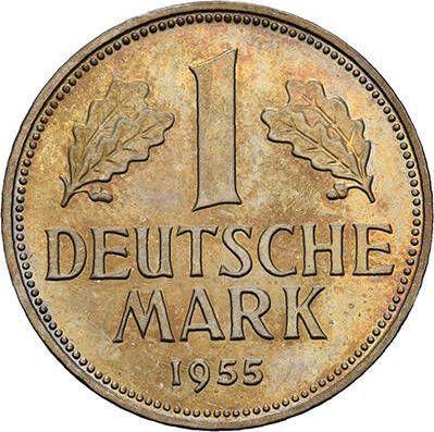 Obverse 1 Mark 1955 F -  Coin Value - Germany, FRG