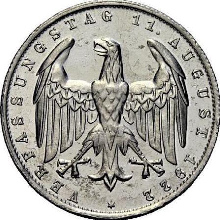 Аверс монеты - 3 марки 1923 года F "Конституция" - цена  монеты - Германия, Bеймарская республика