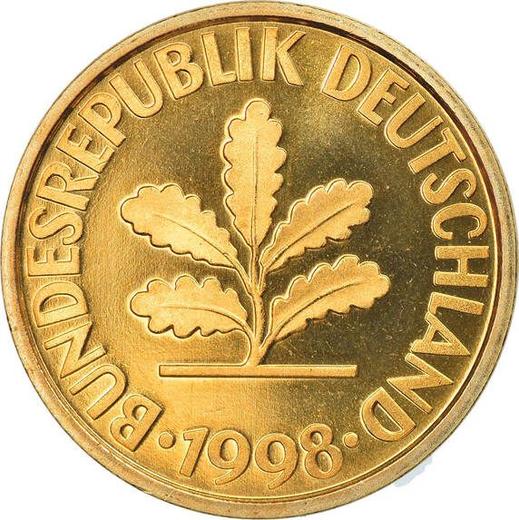 Реверс монеты - 10 пфеннигов 1998 года J - цена  монеты - Германия, ФРГ