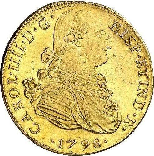 Awers monety - 8 escudo 1798 IJ - cena złotej monety - Peru, Karol IV