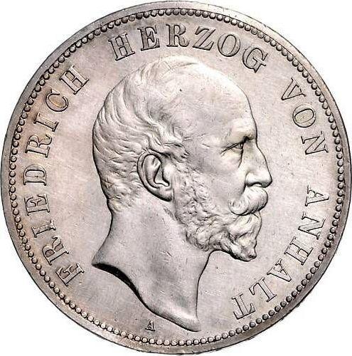 Аверс монеты - 5 марок 1896 года A "Ангальт" 25 лет правления - цена серебряной монеты - Германия, Германская Империя