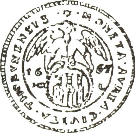 Реверс монеты - Дукат 1667 года HDL "Торунь" - цена золотой монеты - Польша, Ян II Казимир