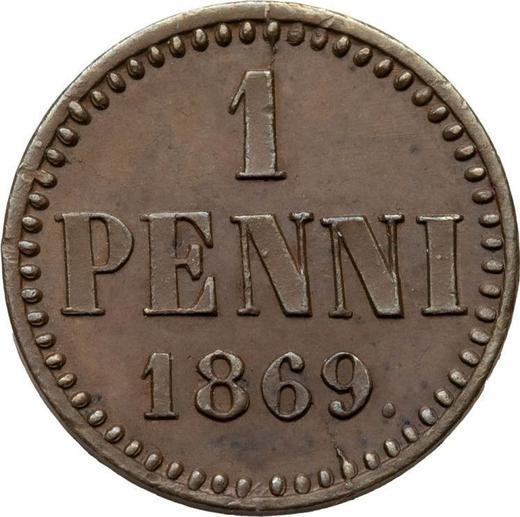 Rewers monety - 1 penni 1869 - cena  monety - Finlandia, Wielkie Księstwo