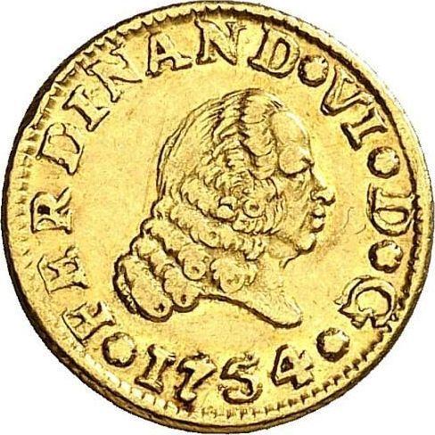 Awers monety - 1/2 escudo 1754 S PJ - cena złotej monety - Hiszpania, Ferdynand VI