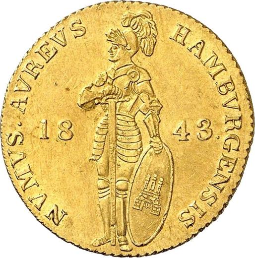 Аверс монеты - Дукат 1843 года - цена  монеты - Гамбург, Вольный город