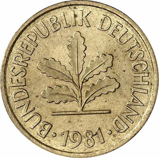 Rewers monety - 5 fenigów 1981 G - cena  monety - Niemcy, RFN