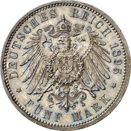 Reverso 5 marcos 1895 A "Hessen" - valor de la moneda de plata - Alemania, Imperio alemán