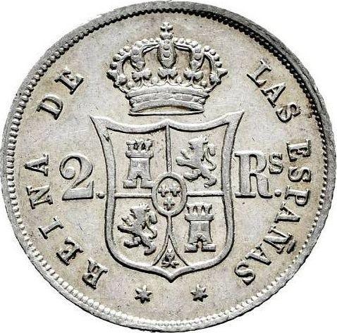 Reverso 2 reales 1860 Estrellas de seis puntas - valor de la moneda de plata - España, Isabel II