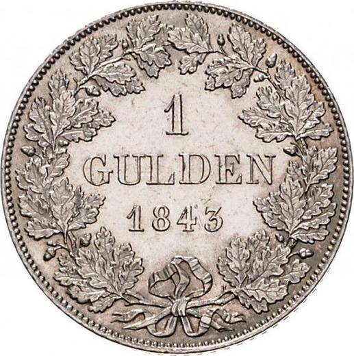 Реверс монеты - 1 гульден 1843 года - цена серебряной монеты - Бавария, Людвиг I