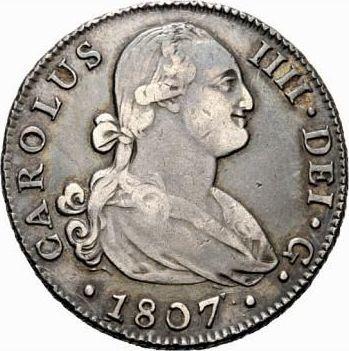 Аверс монеты - 4 реала 1807 года S CN - цена серебряной монеты - Испания, Карл IV